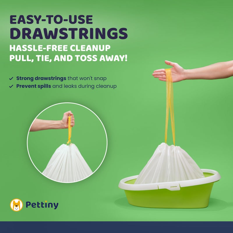 Pettiny 20 XL Cat Litter Box Liners with Drawstrings - Scratch Resistant Cat Litter Bags for an Extra Large Litter Pan - Image 4